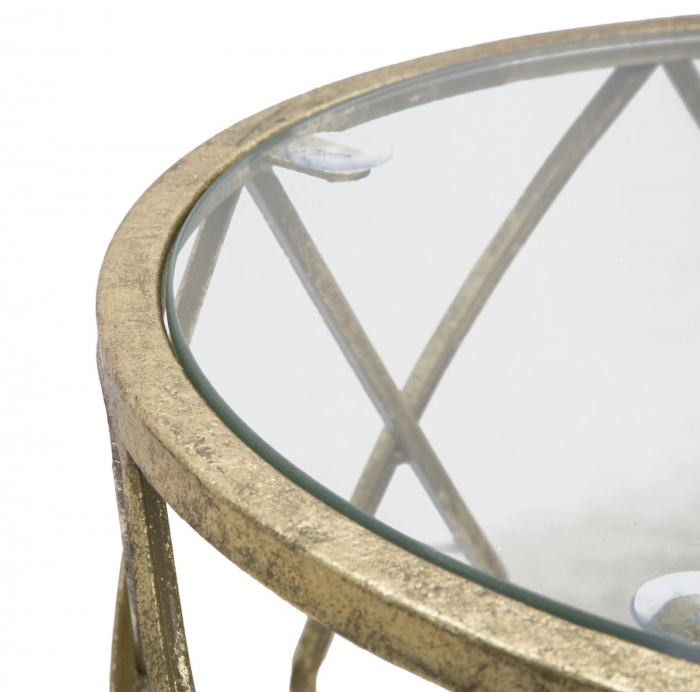 Masuta laterala inalta aurie cu rafturi | Mobilier glamour CreativDeco [5]
