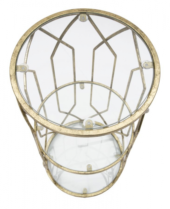 Masuta laterala inalta aurie cu rafturi | Mobilier glamour CreativDeco [3]