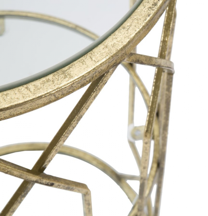 Masuta laterala inalta aurie cu rafturi | Mobilier glamour CreativDeco [7]