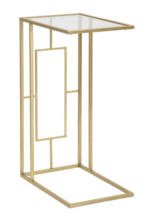 Masuta sticla Glamour cu cadru metalic auriu CreativDeco [1]