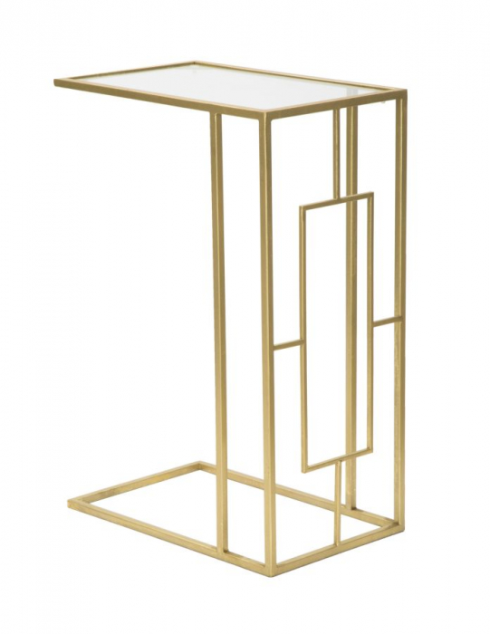 Masuta sticla Glamour cu cadru metalic auriu CreativDeco [3]