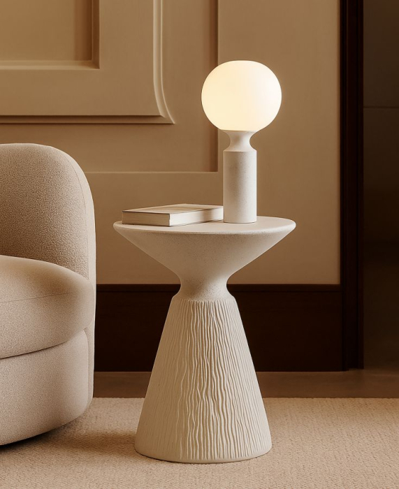 Masuta laterala conica sculpturala crem 40x53 cm [7]