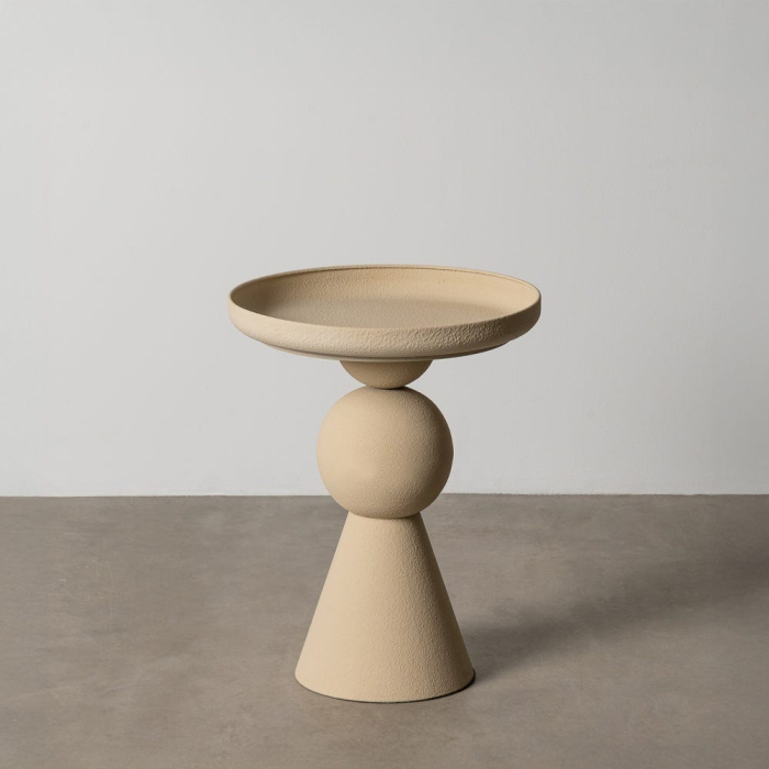 Măsuță laterală crem din metal cu design geometric [1]
