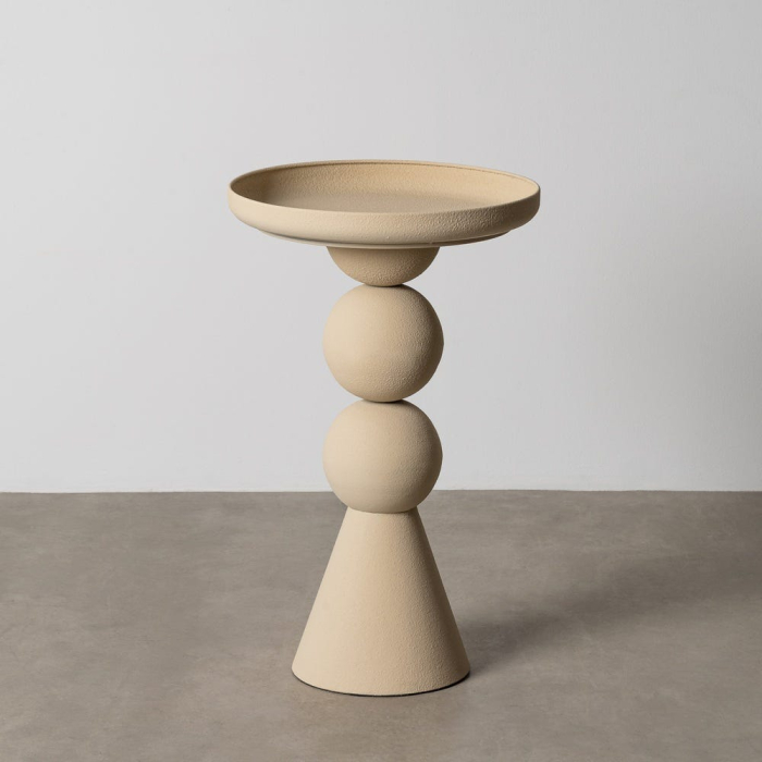 Măsuță laterală crem din metal cu design sculptural [1]
