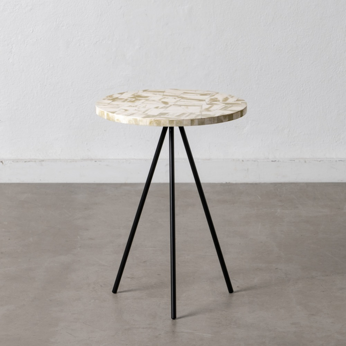Masa Laterala Moderna Crem CreativDeco - Design Geometric Contemporan [1]