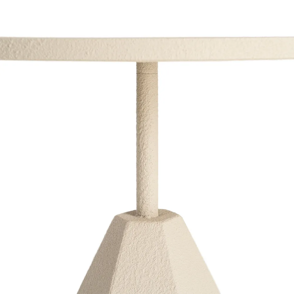 Masuta laterala moderna din metal crem si MDF cu blat rotund [6]