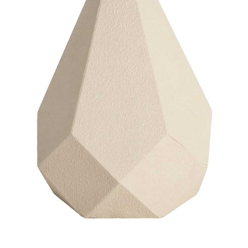 Masuta laterala moderna din metal crem si MDF cu blat rotund [5]