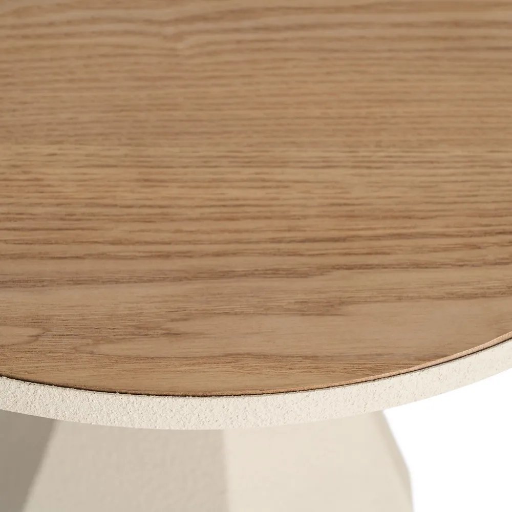 Masuta laterala geometrica moderna din metal crem si MDF [10]