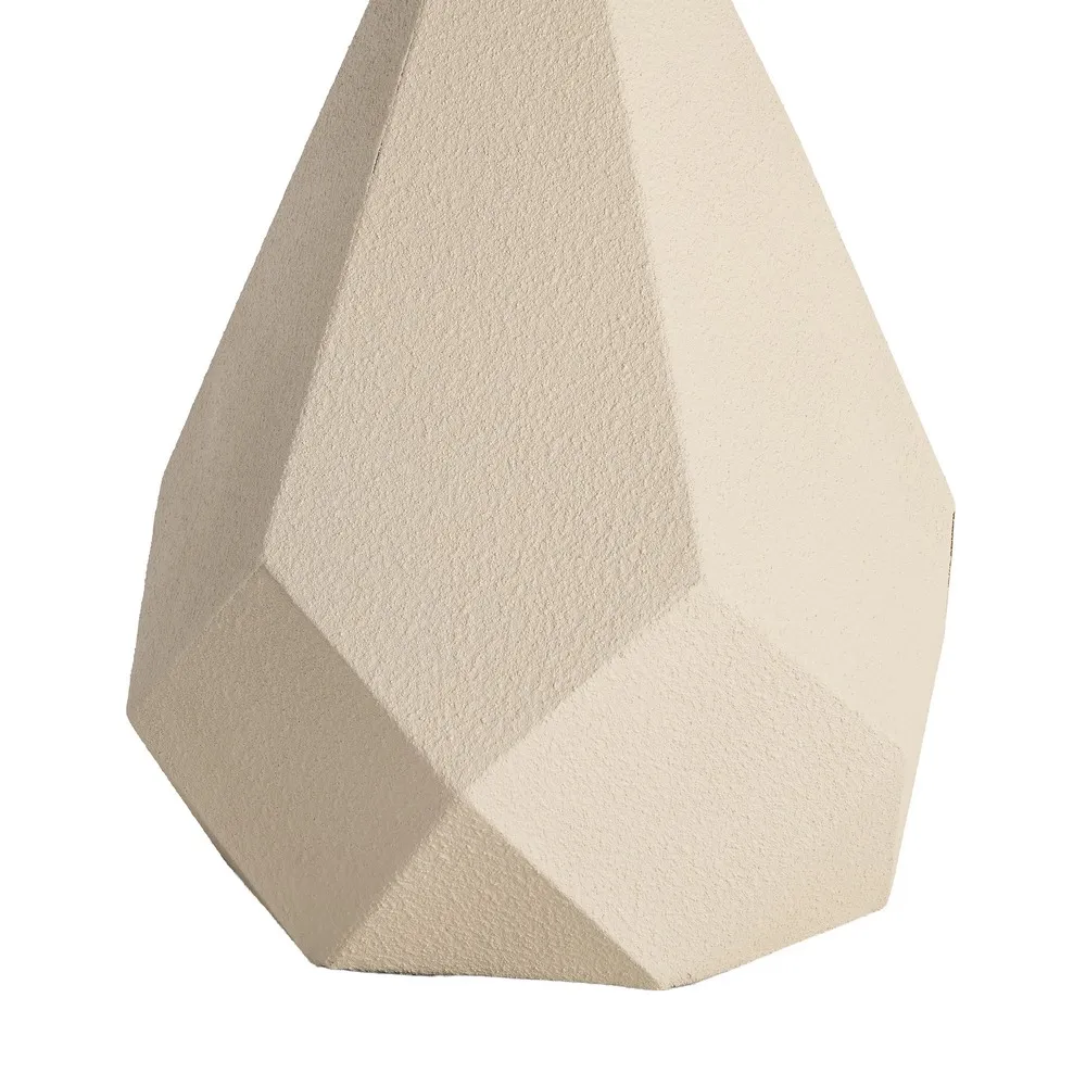 Masuta laterala geometrica moderna din metal crem si MDF [7]