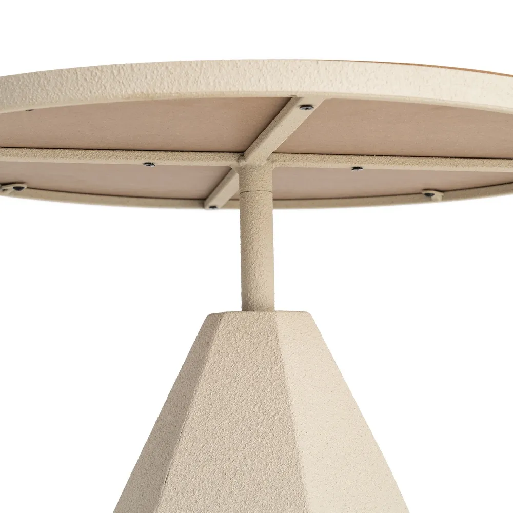 Masuta laterala geometrica moderna din metal crem si MDF [8]