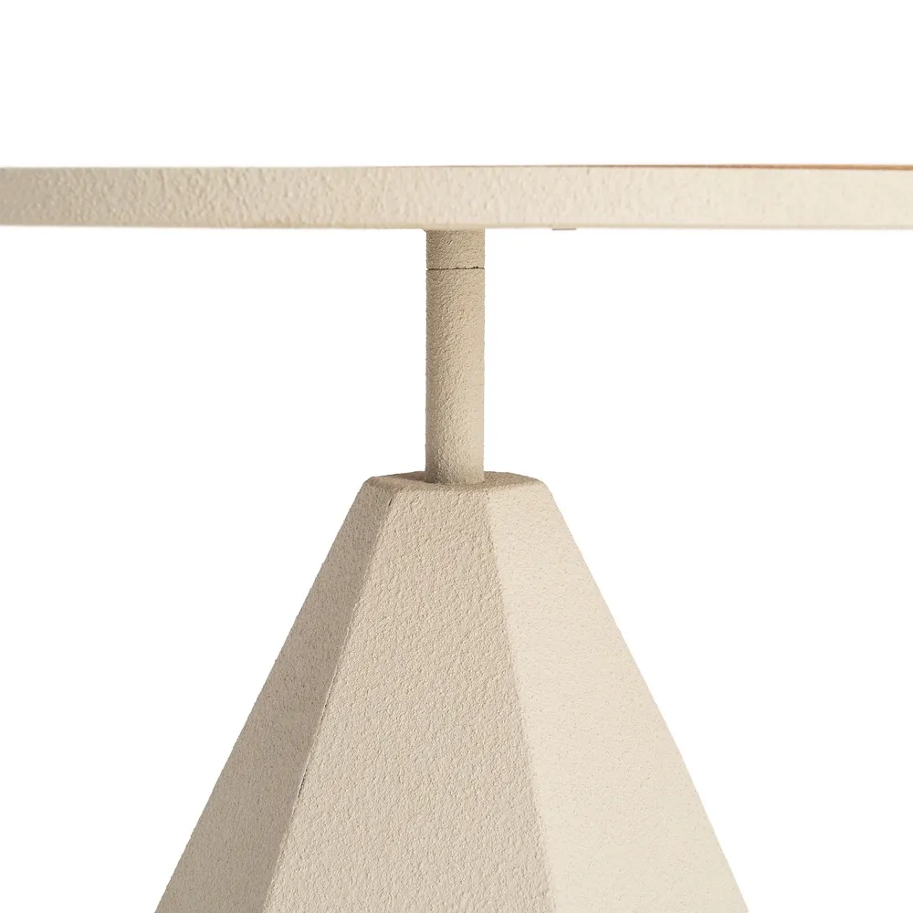 Masuta laterala geometrica moderna din metal crem si MDF [6]