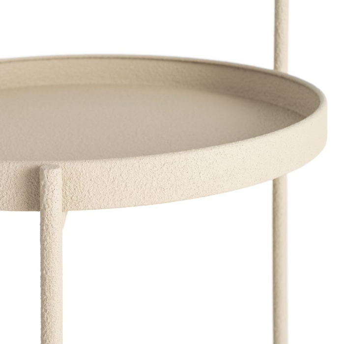 Masuta laterala din metal bej cu doua tavi design industrial [5]