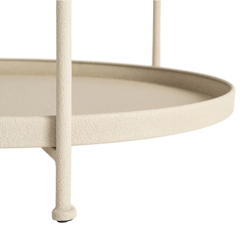 Masuta laterala metal bej cu doua tavi circulare design industrial [5]