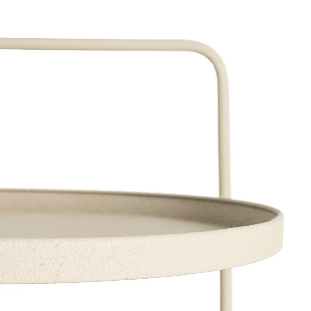 Masuta laterala metal bej cu doua tavi circulare design industrial [6]