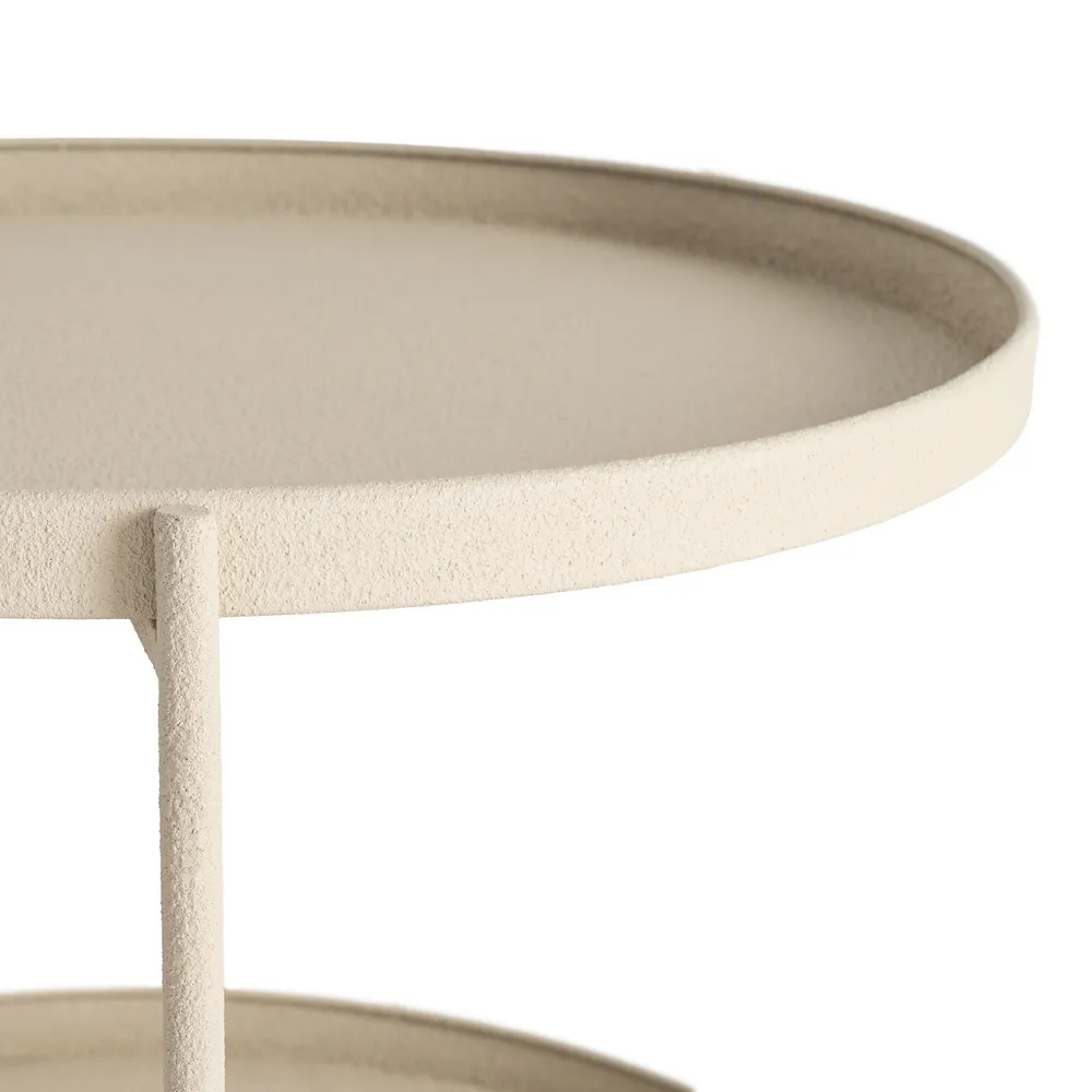 Masuta laterala metal bej cu doua tavi circulare design industrial [7]