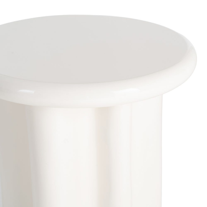 Masuta laterala cilindrica din MDF lacuit crem cu design sculptural [4]