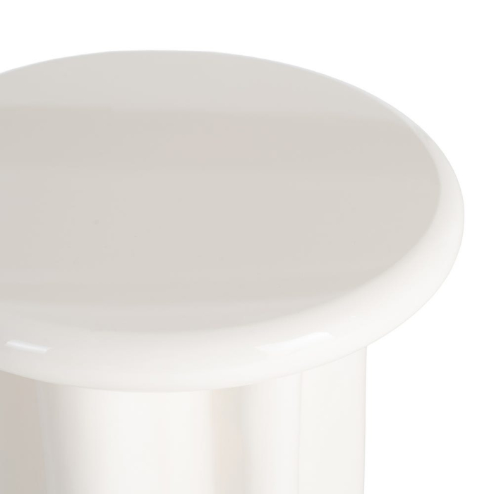 Masuta laterala cilindrica din MDF lacuit crem cu design sculptural [5]