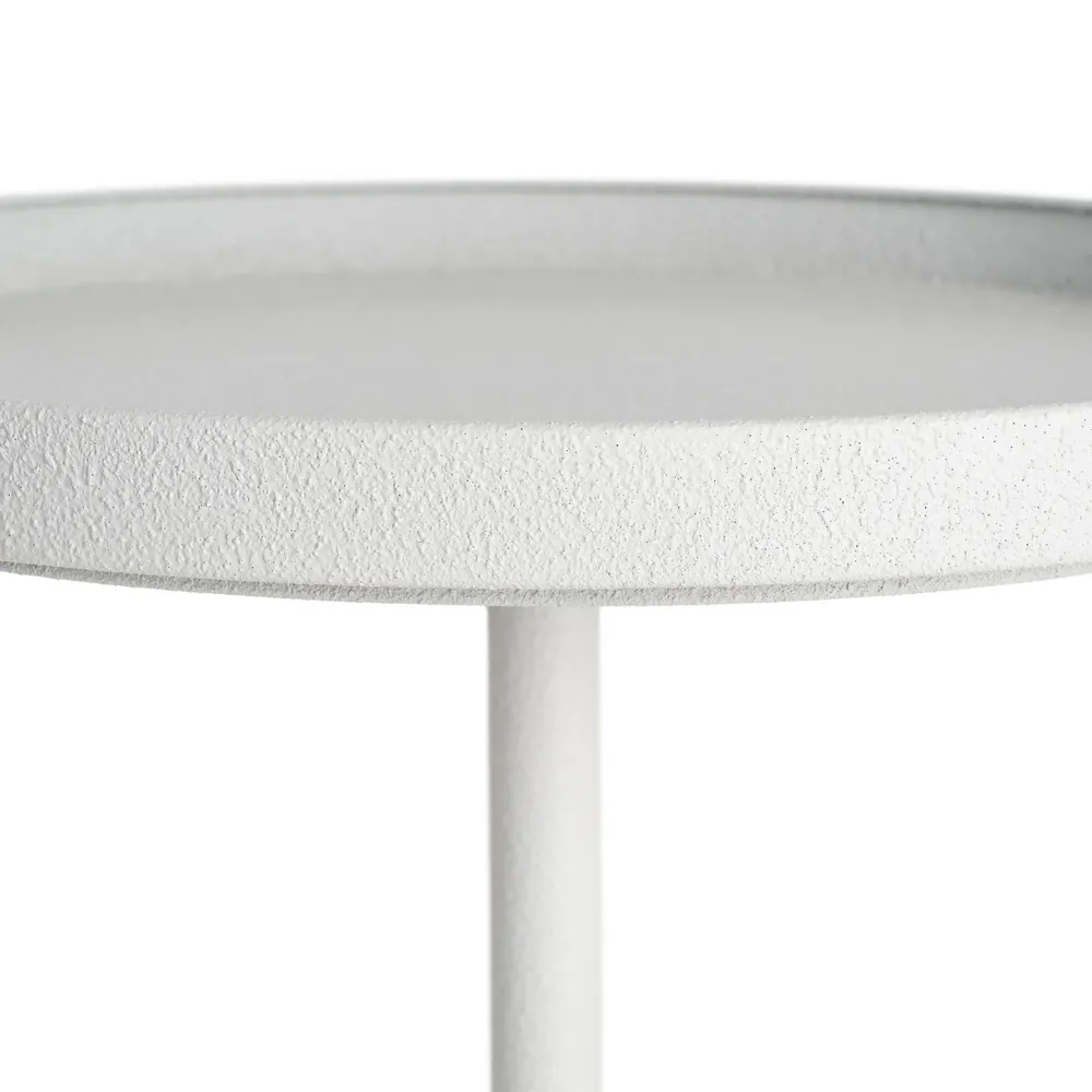 Masuta laterala moderna din metal alb cu blat circular [6]