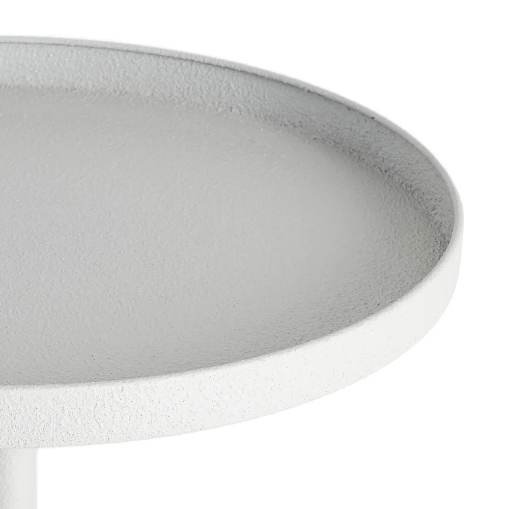 Masuta laterala moderna din metal alb cu blat circular [3]