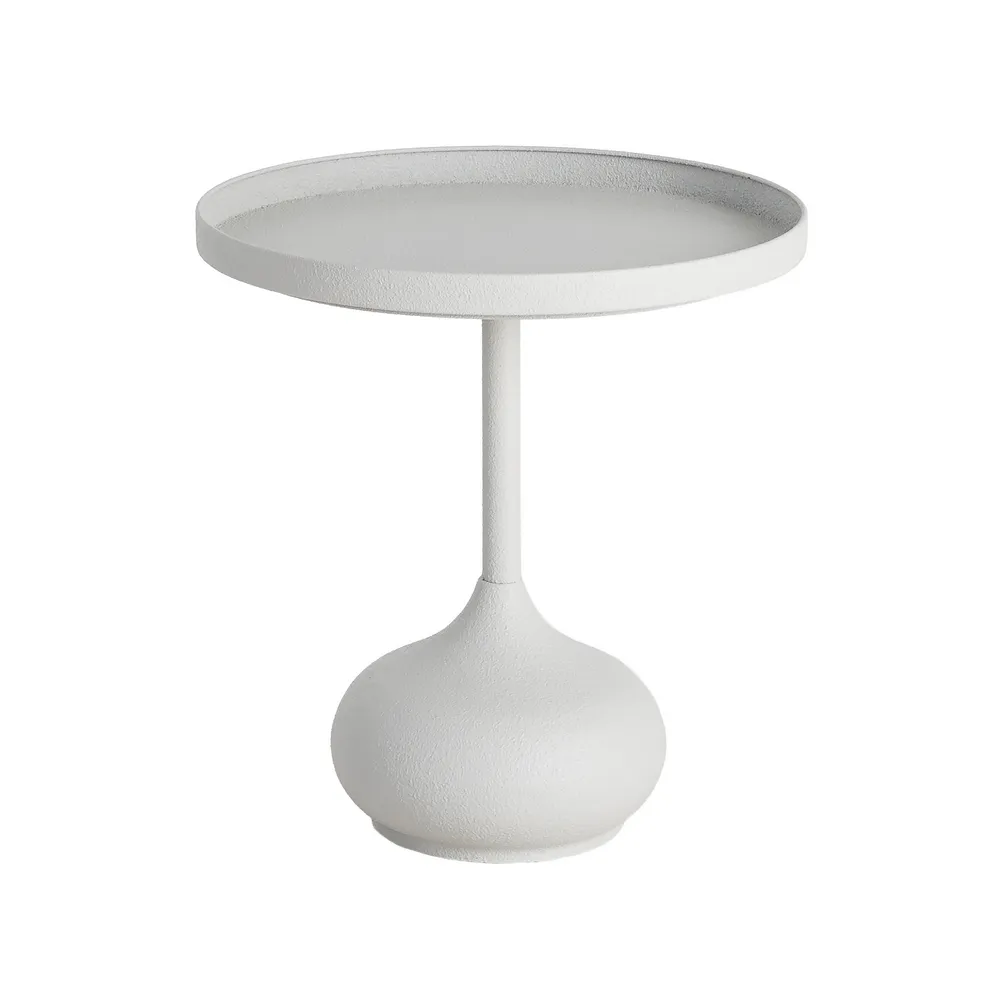 Masuta laterala moderna din metal alb cu blat circular [2]