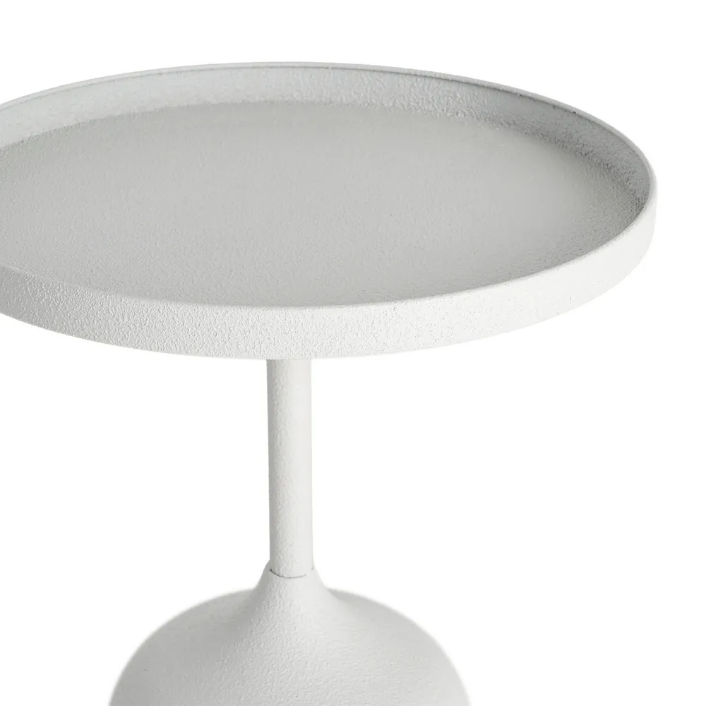 Masuta laterala moderna din metal alb cu blat circular [4]