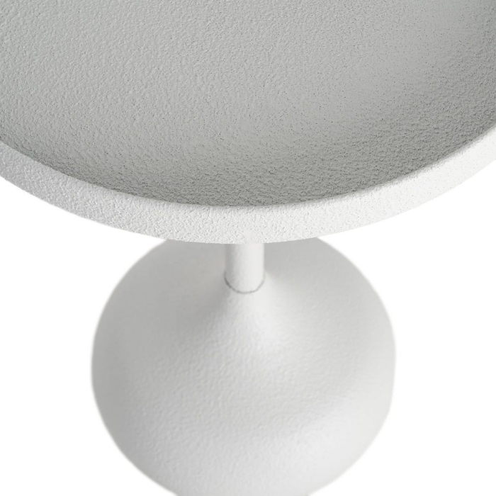 Masuta laterala sculpturala din metal alb cu blat circular [7]