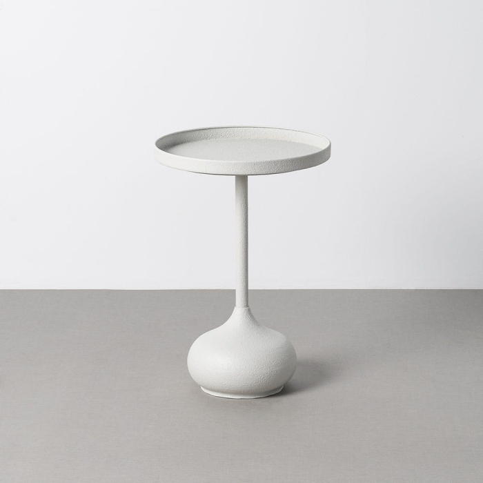 Masuta laterala sculpturala din metal alb cu blat circular [2]