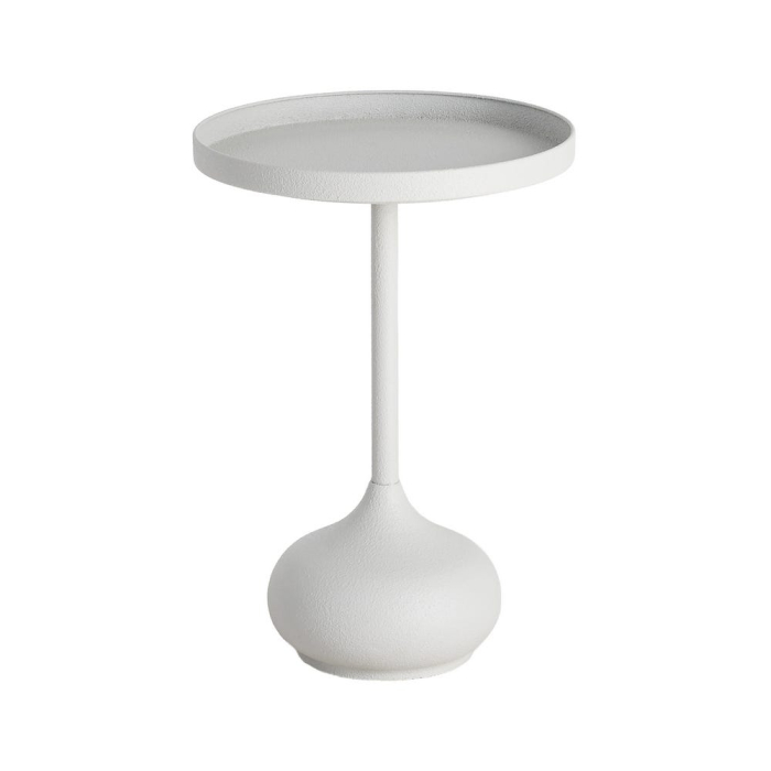 Masuta laterala sculpturala din metal alb cu blat circular [3]