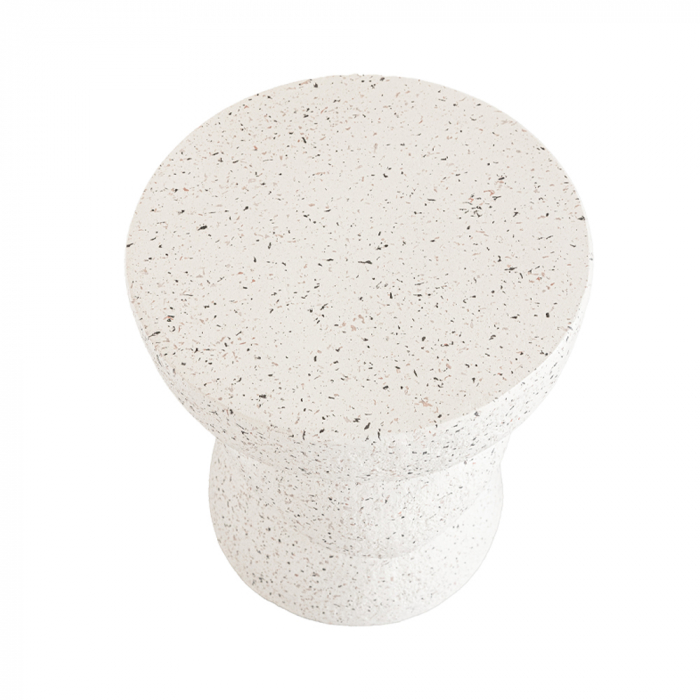 Măsuță laterală Asimetron – imagine laterală cu formă neregulată și finisaj alb texturat [3]