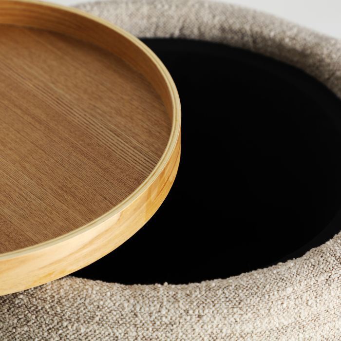 Măsuță laterală cu spațiu de depozitare tapițată bej pentru HoReCa [4]