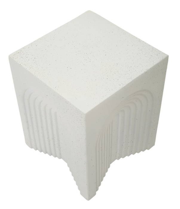 Masuta laterala cubica cu relief arcuit crem 40.5x50.5 cm [3]
