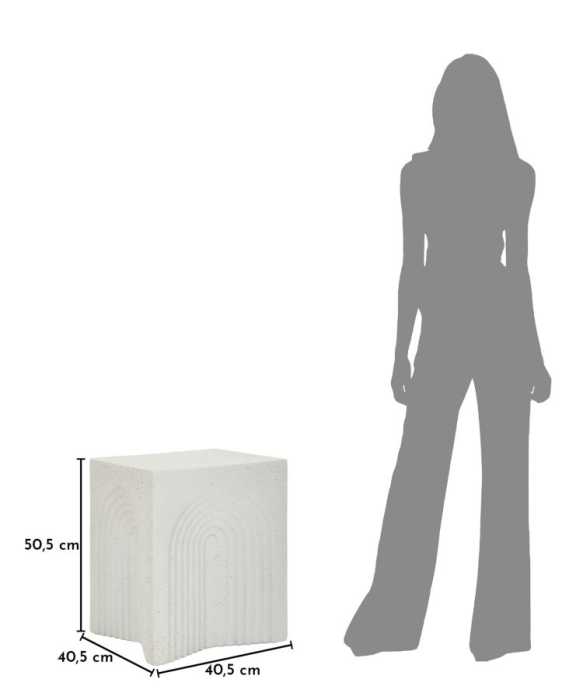 Masuta laterala cubica cu relief arcuit crem 40.5x50.5 cm [9]