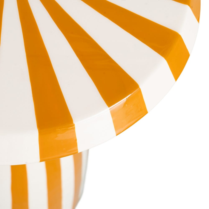 Măsuță laterală metal alb muștar blat radial [7]