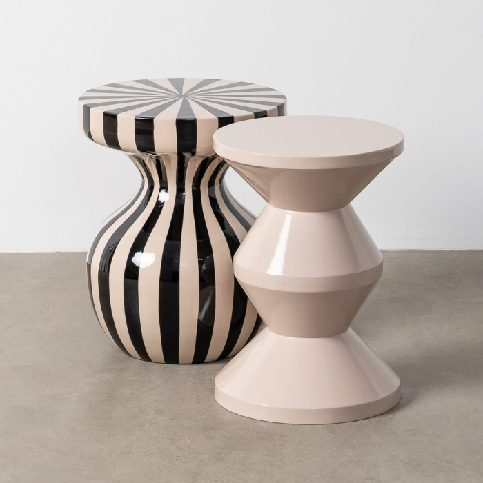 Măsuță laterală metal alb negru blat radial [3]