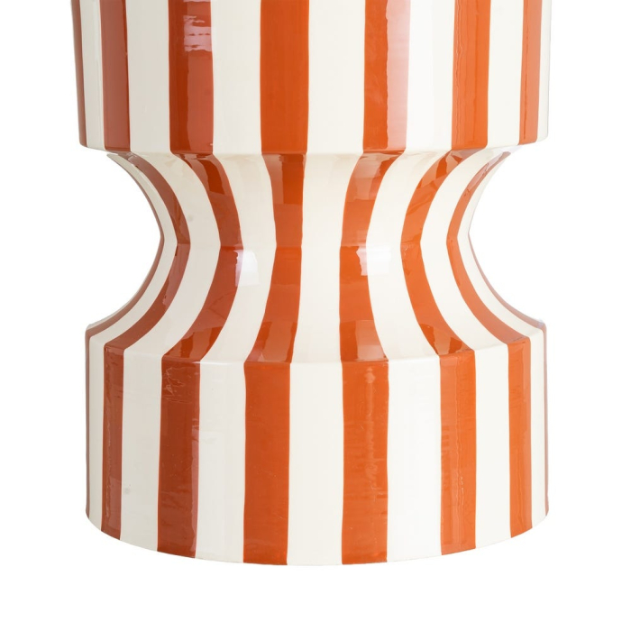 Măsuță laterală decorativă din metal cu dungi terracotta și alb [7]