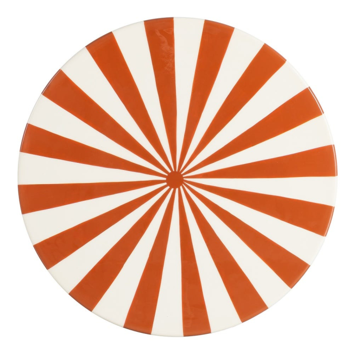 Măsuță laterală decorativă din metal cu dungi terracotta și alb [9]