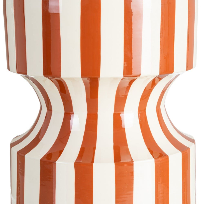 Măsuță laterală decorativă din metal cu dungi terracotta și alb [6]