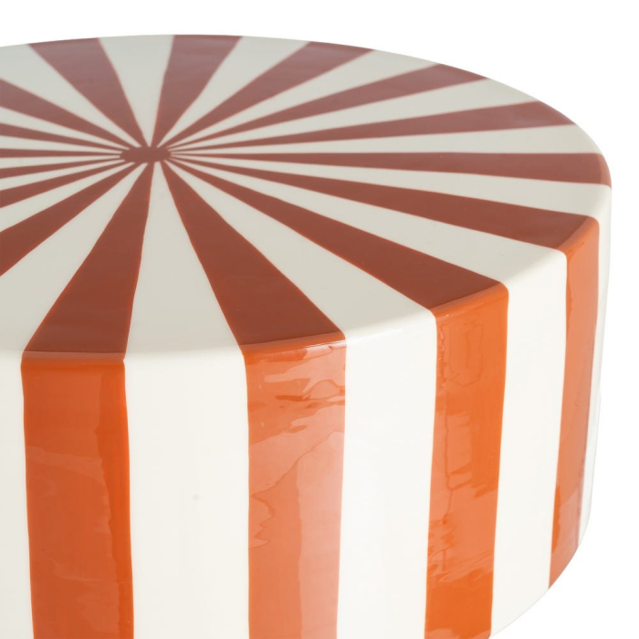 Măsuță laterală decorativă din metal cu dungi terracotta și alb [8]
