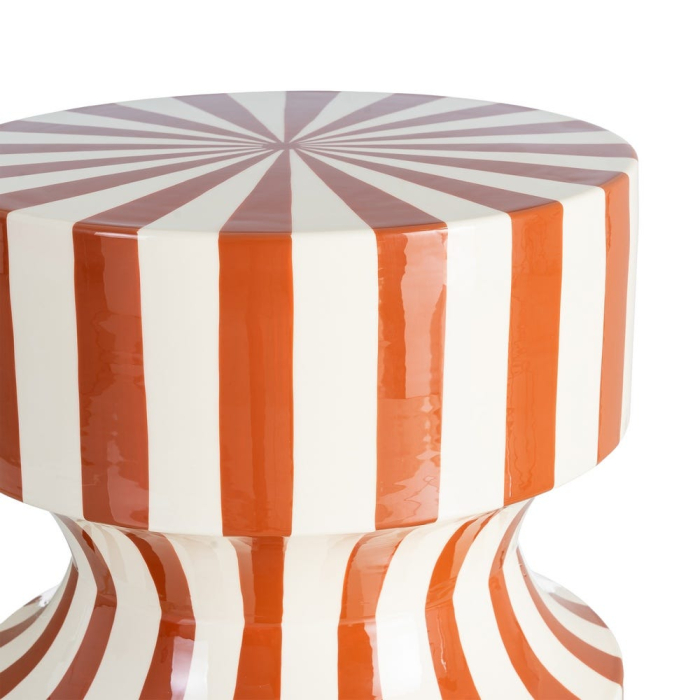 Măsuță laterală decorativă din metal cu dungi terracotta și alb [4]