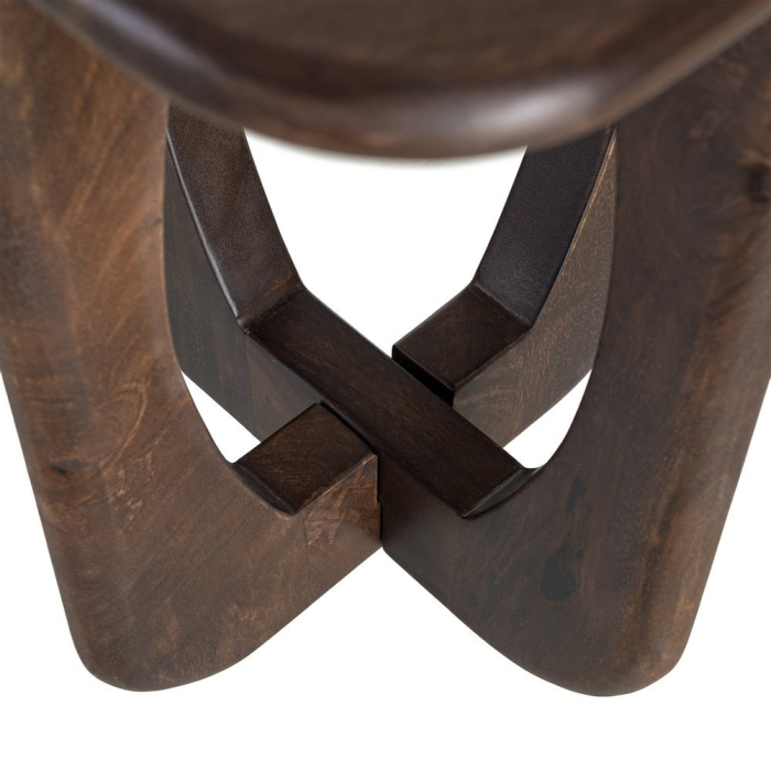 Măsuță laterală din lemn de mango cu blat pătrat și structură sculpturală [5]