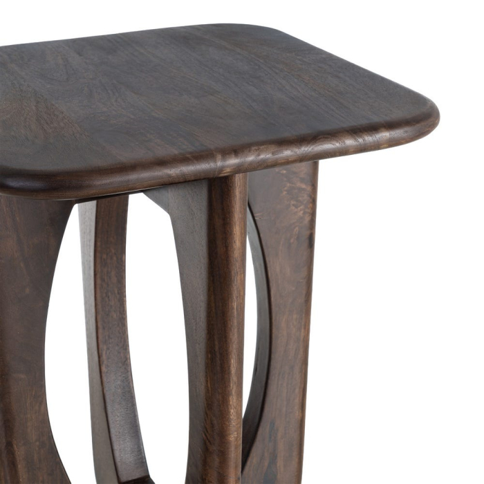 Măsuță laterală din lemn de mango cu blat pătrat și structură sculpturală [3]