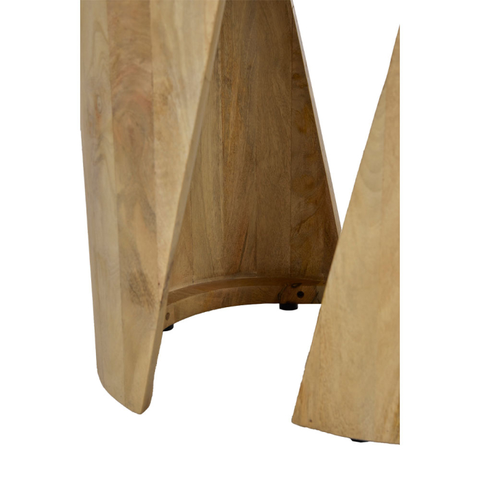 Măsuță laterală din lemn de mango maro deschis cu bază sculpturală [4]