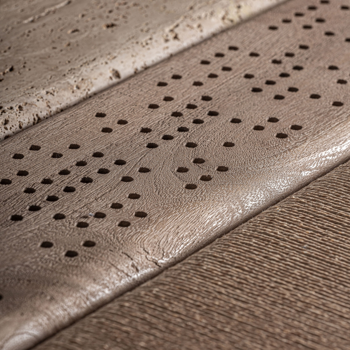 Măsuță laterală din lemn de mango și marmură cu design sculptural Jacquard [4]