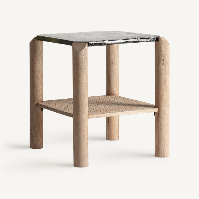 Măsuță laterală din lemn de mango și sticlă Jacquard [2]