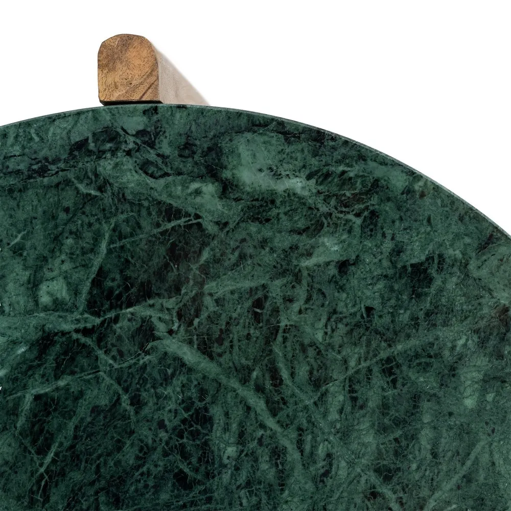 Măsuță laterală din marmură verde cu bază din lemn de mango [5]