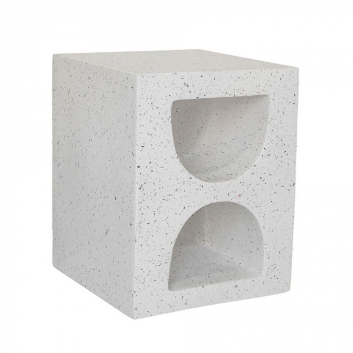 Măsuță laterală terrazzo albă sculpturală Nest [1]