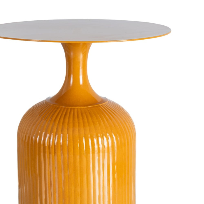 Măsuță laterală din metal galben muștar bază cilindrică striată [4]