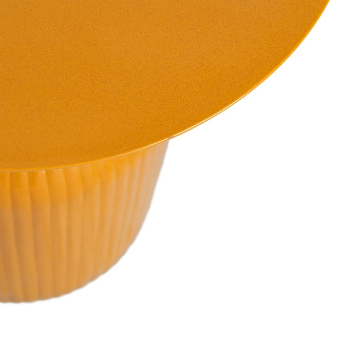 Măsuță laterală din metal galben muștar bază cilindrică striată [8]