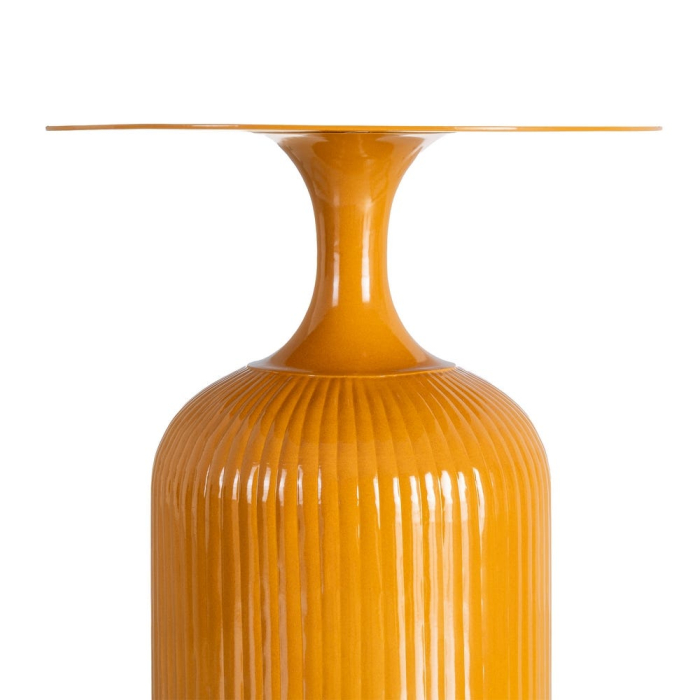 Măsuță laterală din metal galben muștar bază cilindrică striată [5]