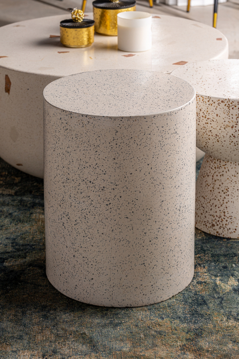 Masuta laterala contemporana terrazzo alb|Masute decorative [6]